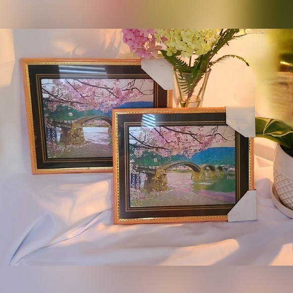 Kintai Bridge with Sakura Cherry  Blossom Tree, Japanese Nature Landscape - Picture 1 of 4